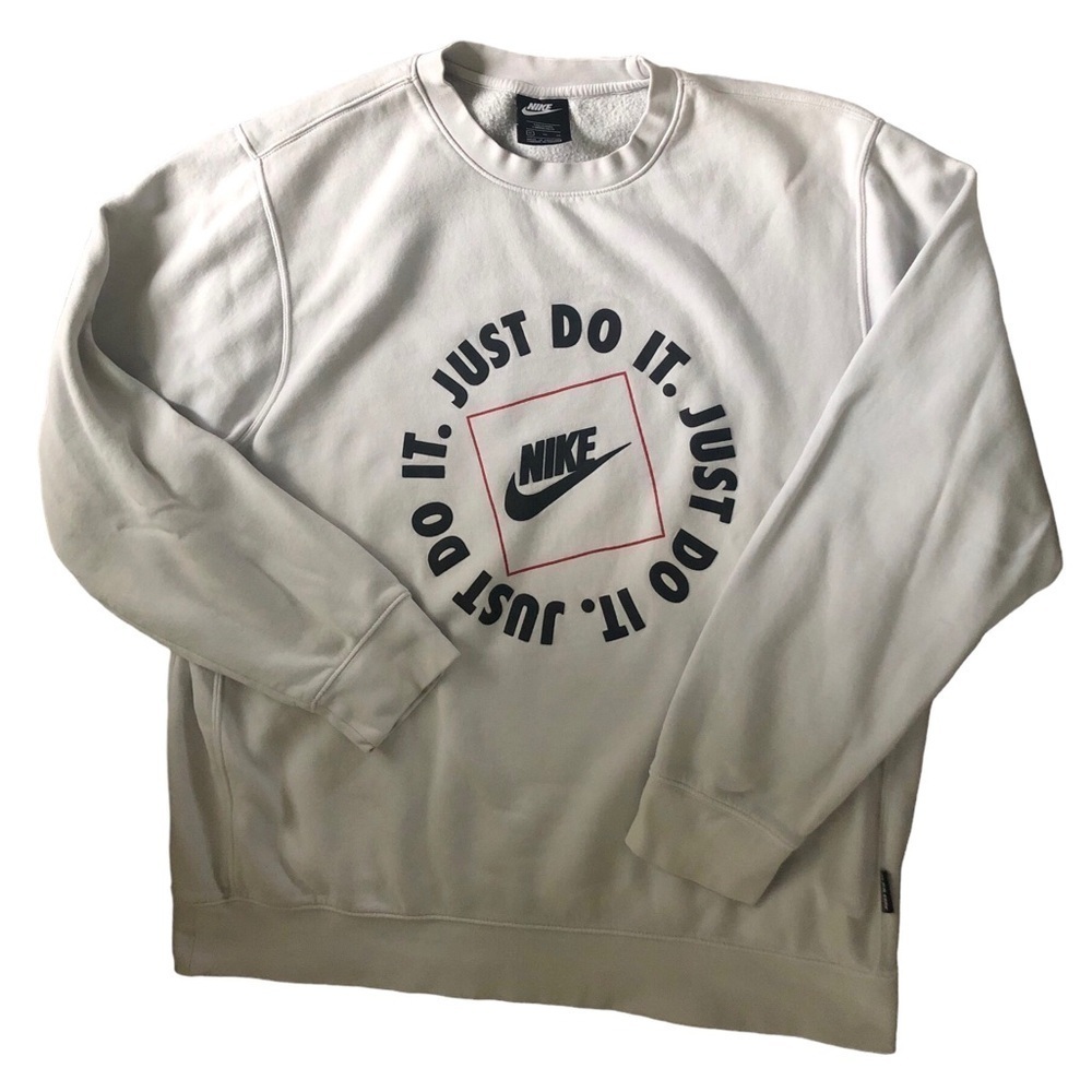 VTG 90’s Nike Mens Sports Just Do It Crew Sweatshirt XL Athletic White Black